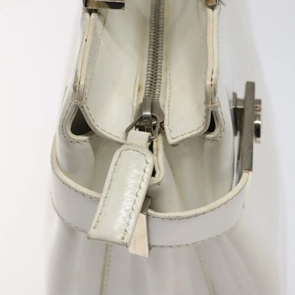 Salvatore Ferragamo Gancini Hand Bag Leather White Silver Auth 118441 - Picture 10 of 16